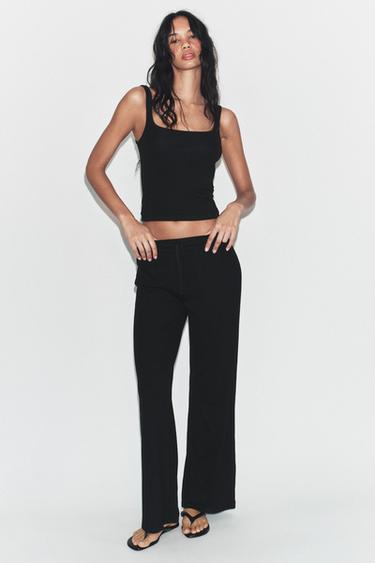 PANTALÓN RECTO RIB - Negro de Zara - Imagen 0