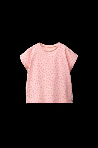 CAMISETA ESTAMPADA ENCAJE - Rosa de Zara