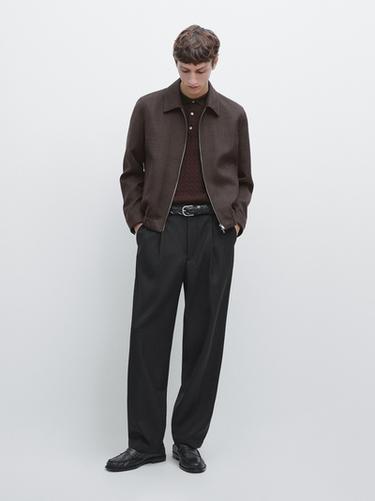 Zara Relaxed fit wool trousers with dart detail - Black - Image 0