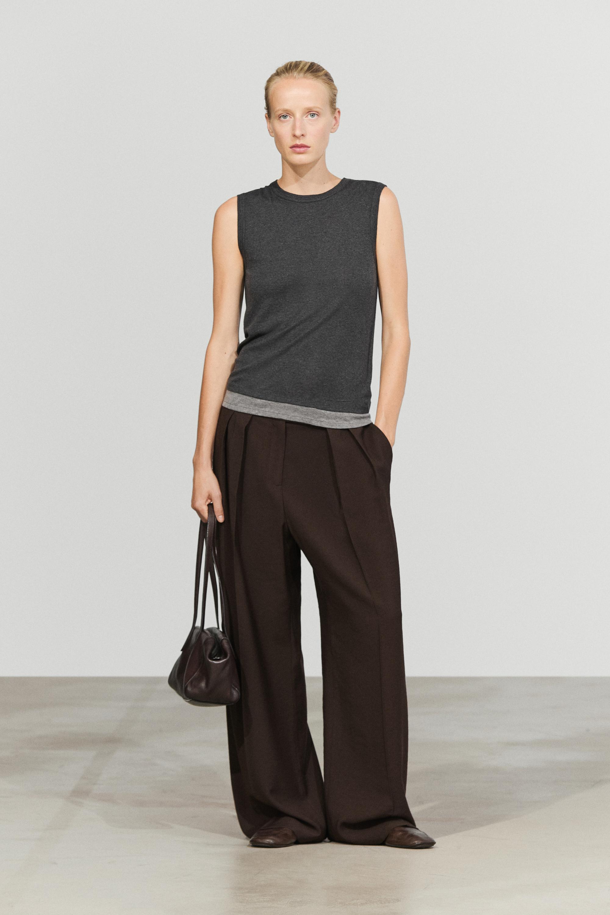 Wool blend double-layer T-shirt