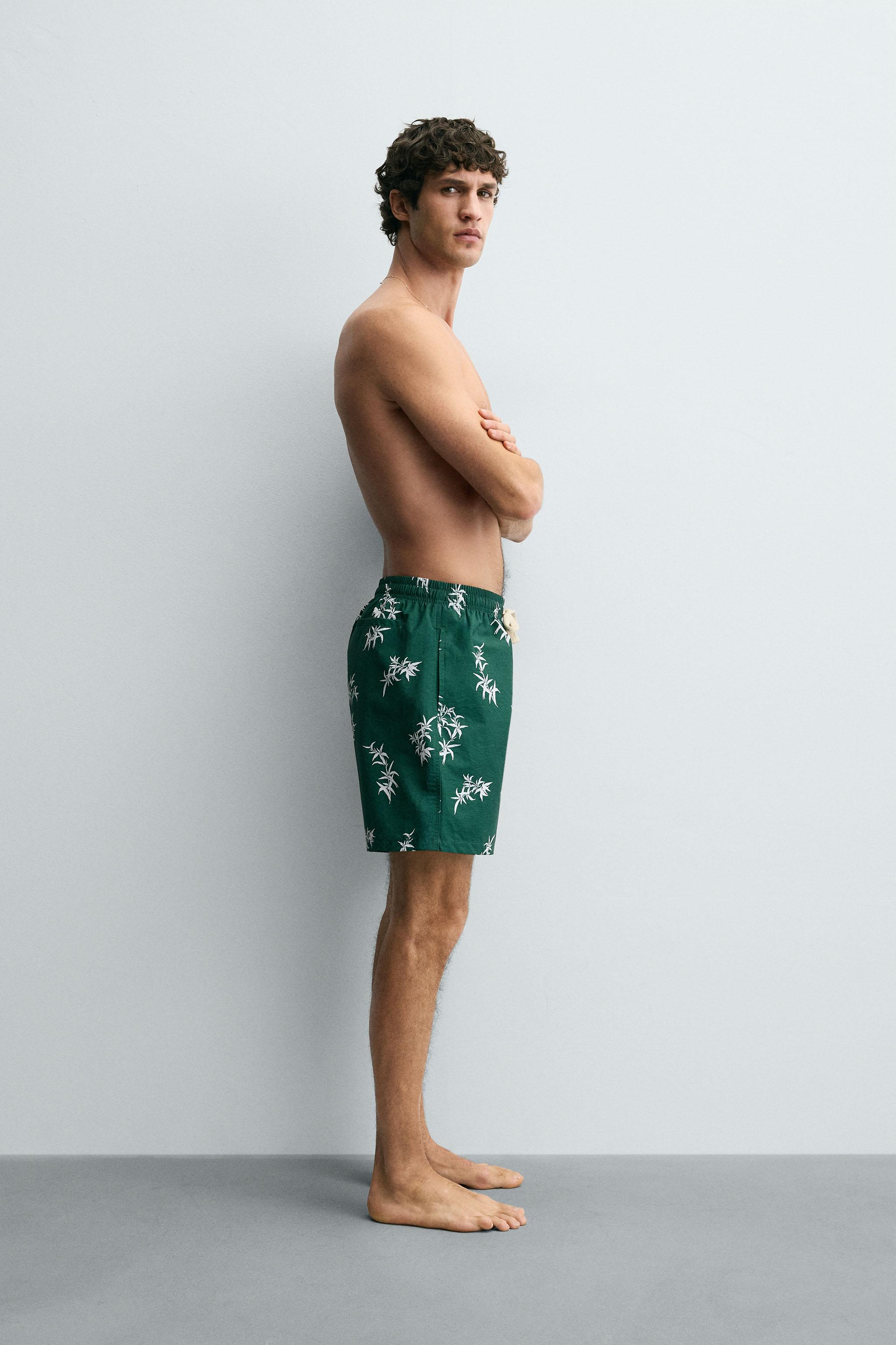 MAILLOT DE BAIN LONG À IMPRIMÉ FEUILLES