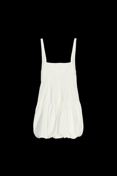 Zara BALLOON MINI DRESS - Ecru