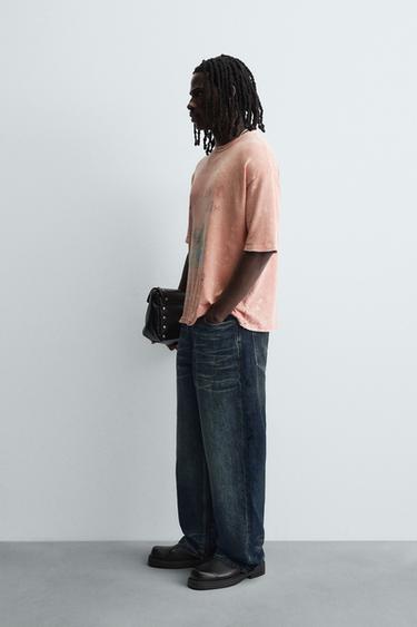WASHED PRINT KNIT T-SHIRT - Pink by Zara - Image 3