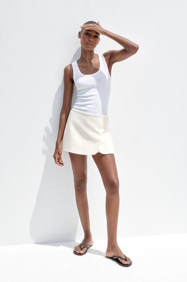FALDA PANTALÓN ABERTURA - Blanco roto de Zara - Imagen 0