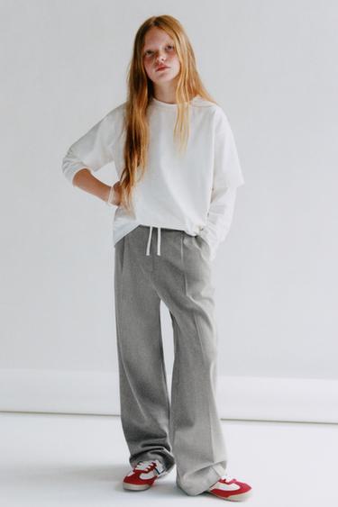 Zara DOUBLE WAISTBAND PANTS - Gray - Image 0