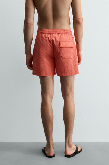 MAILLOT DE BAIN TEXTURÉ MI-LONG - Corail de Zara - Image 3