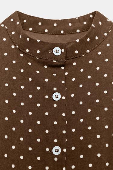 POLKA DOT POPLIN TOP - brown/white by Zara - Image 7