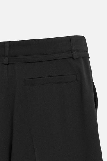 PANTALON À PLIS AVEC CEINTURE - Noir de Zara - Image 8