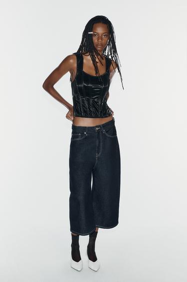 TOP CORSETERO EFECTO BRILLO - Negro de Zara - Imagen 0