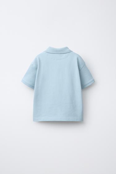 PLAIN PIQUÉ POLO SHIRT - Light blue by Zara