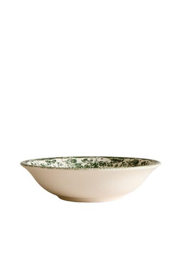 FLORAL EARTHENWARE BOWL - Dark olive by Zara