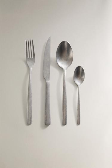 Zara 4-PIECE VINTAGE STEEL CUTLERY SET - 青灰色