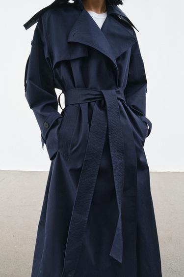 TRENCH OVERSIZE À CEINTURE ZW COLLECTION - Bleu de Zara - Image 3