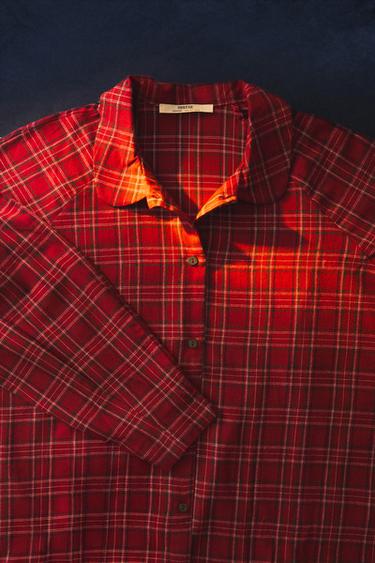 WOMEN'S CHRISTMAS CHECK FLANNEL SET OF PYJAMAS (SET OF 2) - Red by Zara