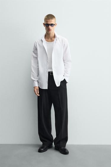 CAMISA SLIM FIT ESTRUCTURA - Blanco de Zara - Imagen 0