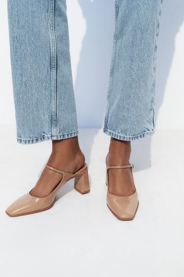 PATENT SLINGBACK SHOES WITH ANKLE STRAP - Beige by Zara - Image 0