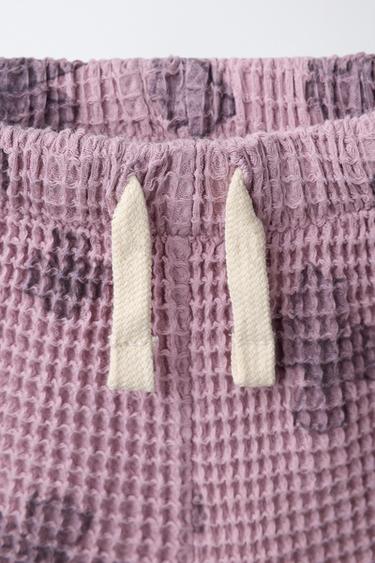 SHORT EN WAFFLE À FLEURS - Rose de Zara - Image 3