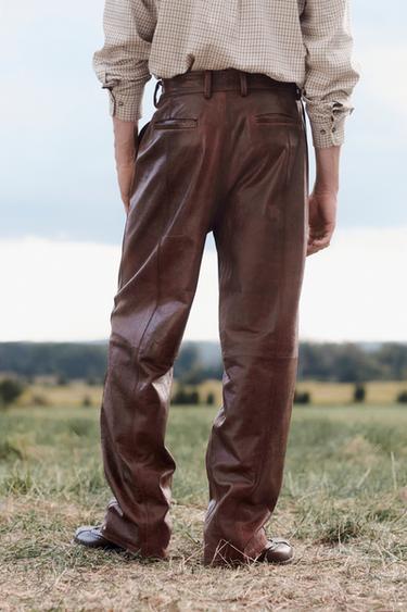 LIMITED EDITION LEATHER SUIT TROUSERS - Brown by Zara - Image 2