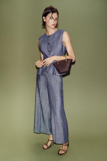 SANDALIA TACÓN ANCHO TIRAS - Marrón de Zara