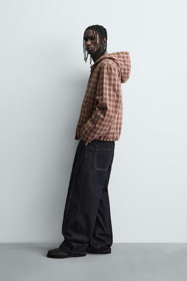 HOODIE CHECK JACKET - Reddish by Zara - Image 3
