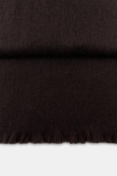 Zara PLAIN FRAYED SCARF - Brown