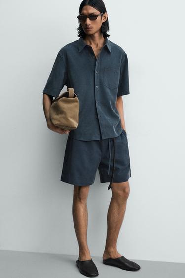 BERMUDA RELAXED FIT EFFET DÉLAVÉ - bleu pétrole délavé de Zara - Image 5