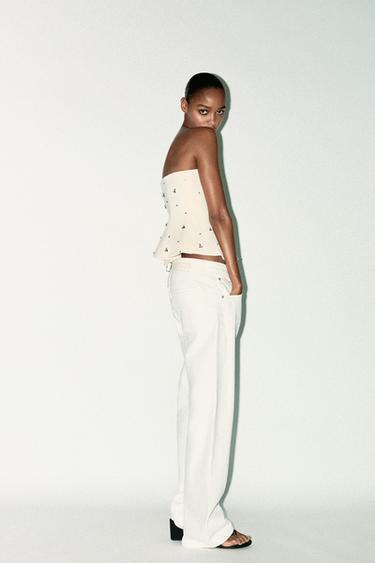 JEWEL STRAPLESS TOP - Ecru by Zara - Image 3