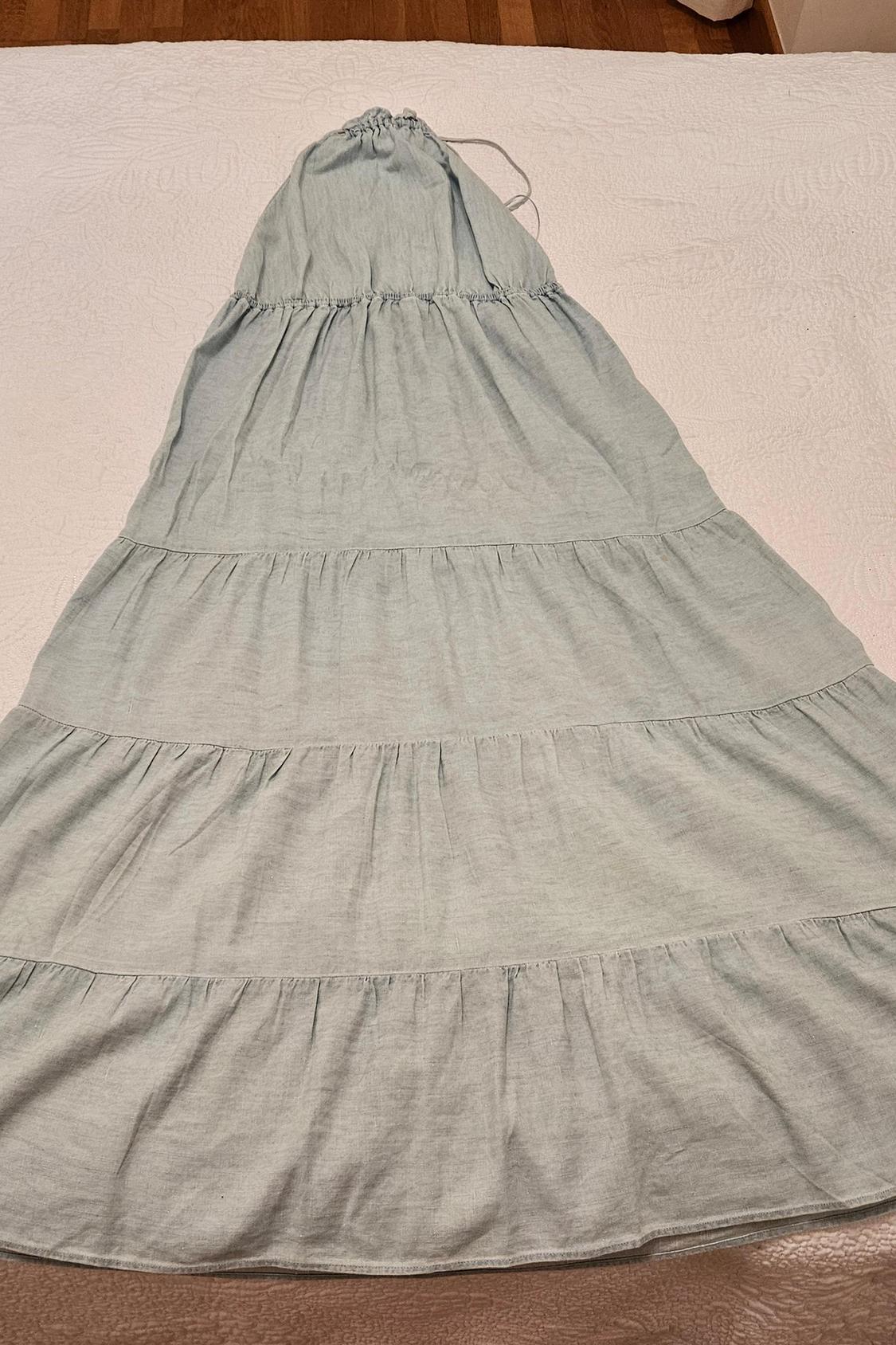 LINEN BLEND MIDI DRESS