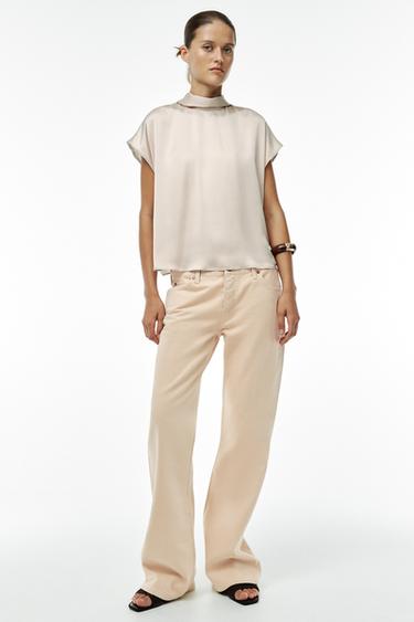 SATIN TOP WITH TIE DETAIL - Cava by Zara - Image 0