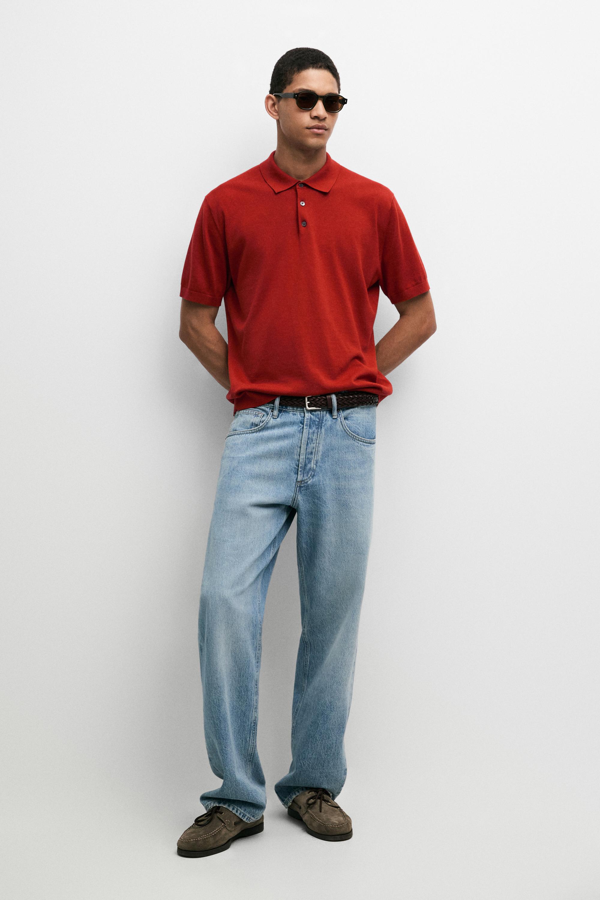 100% Cotton Knit Polo Shirt - Oranges | ZARA United States