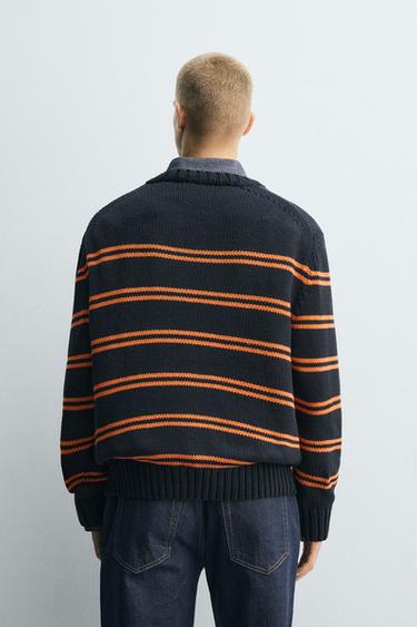 JERSEY JACQUARD RAYURES - Bleu marine de Zara - Image 2