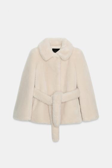 Zaras PÄLSKAPPA MED SKÄRP ZW COLLECTION - Naturfärg