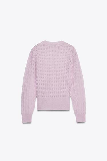 POINTELLE KNIT WOOL AND ALPACA JUMPER - Pink by Zara - Image 5