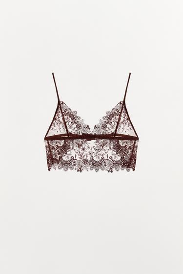KRAJKOVÝ TROJÚHELNÍKOVÝ BRALETTE - Kaštanová od Zara