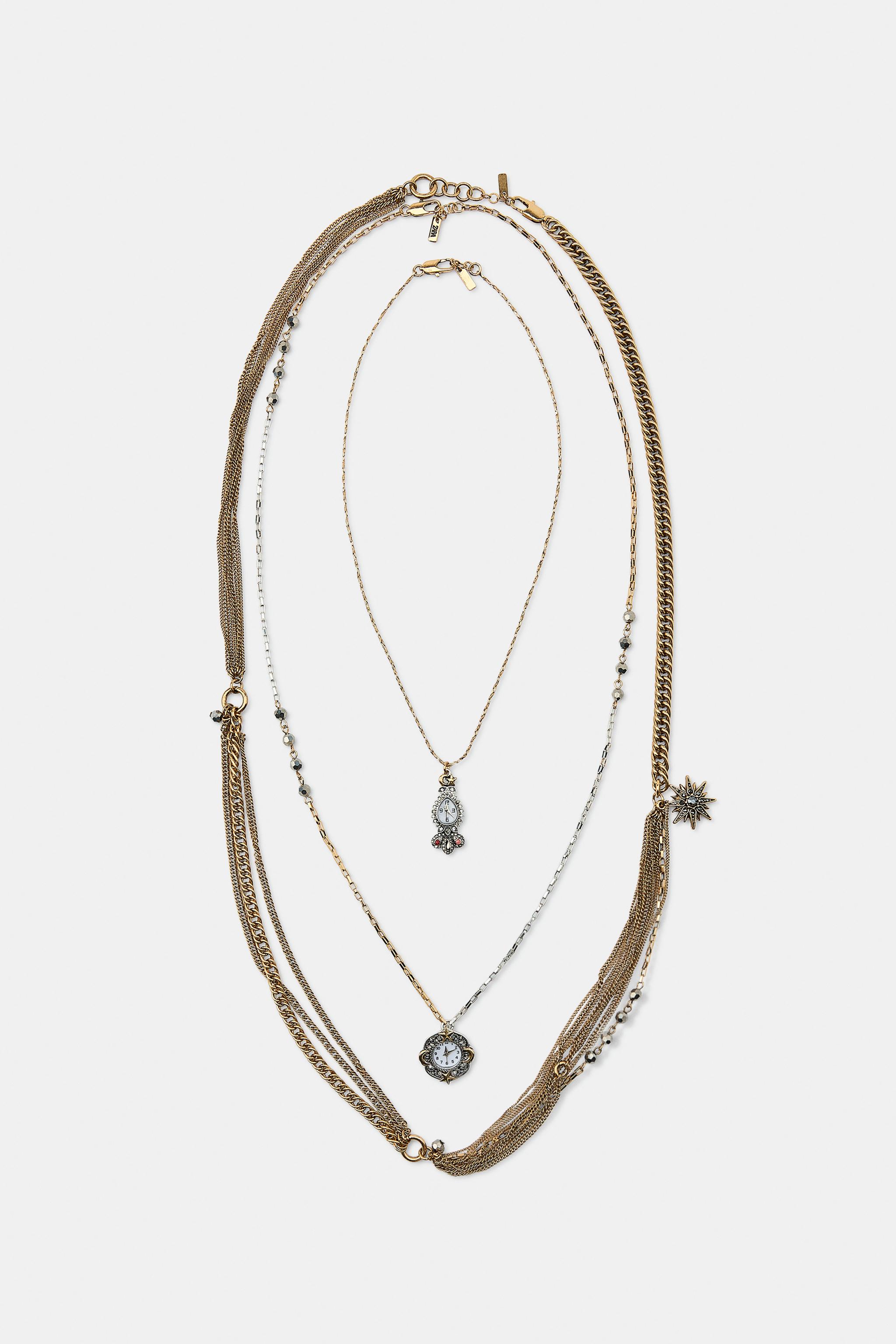 LOT DE 3 COLLIERS CHARMS MONTRE