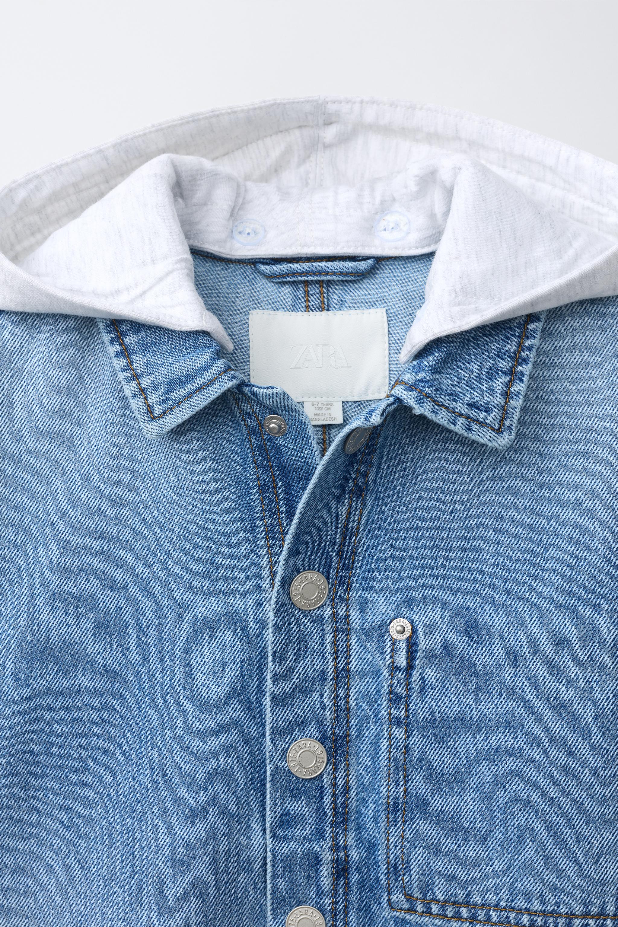 Детские худи Zara DENIM OVERSHIRT WITH REMOVABLE FLEECE — фото 5
