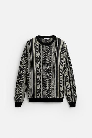 JERSEY JACQUARD ABSTRACTO - Negro de Zara