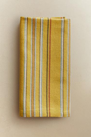 PACK OF COTTON NAPKINS WITH MULTICOLOURED STRIPES (PACK OF 4) - yellow by Zara