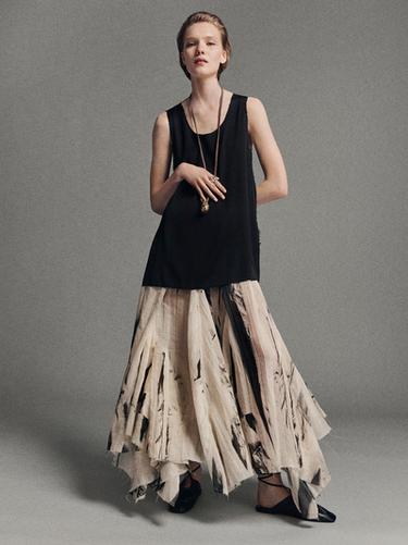 Blusa satinada larga sin mangas - Negro de Zara - Imagen 0