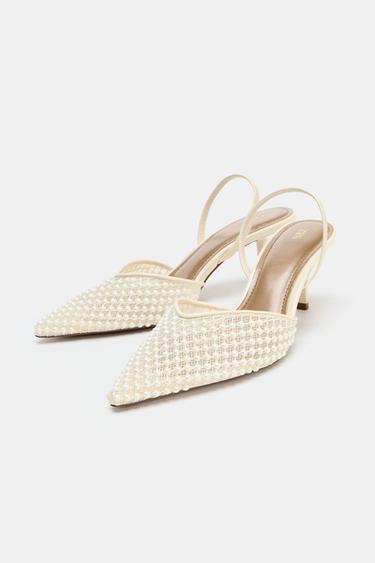 FAUX PEARL SLINGBACK SHOES - White by Zara