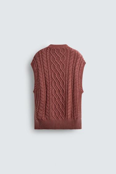GILET EN MAILLE STRUCTURE TRESSÉE - Tuile de Zara - Image 7