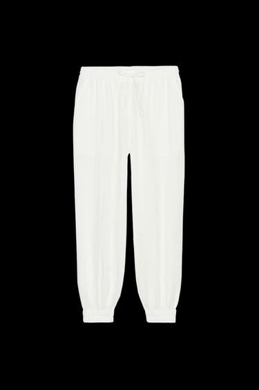 Zara CUFFED HEM PANTS - White - Image 0