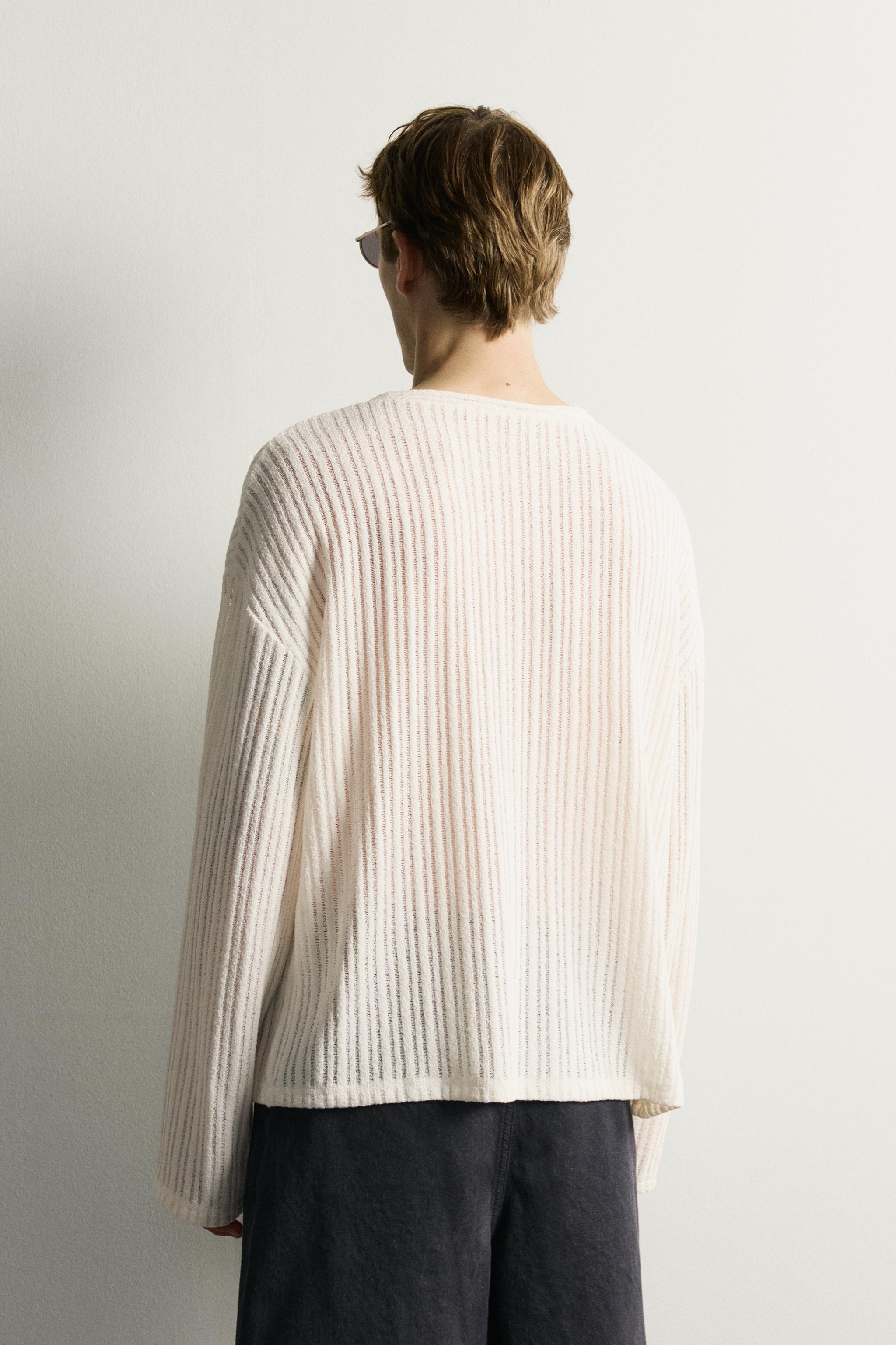 Zara RELAXED FIT DOKULU T-SHIRT görsel 3
