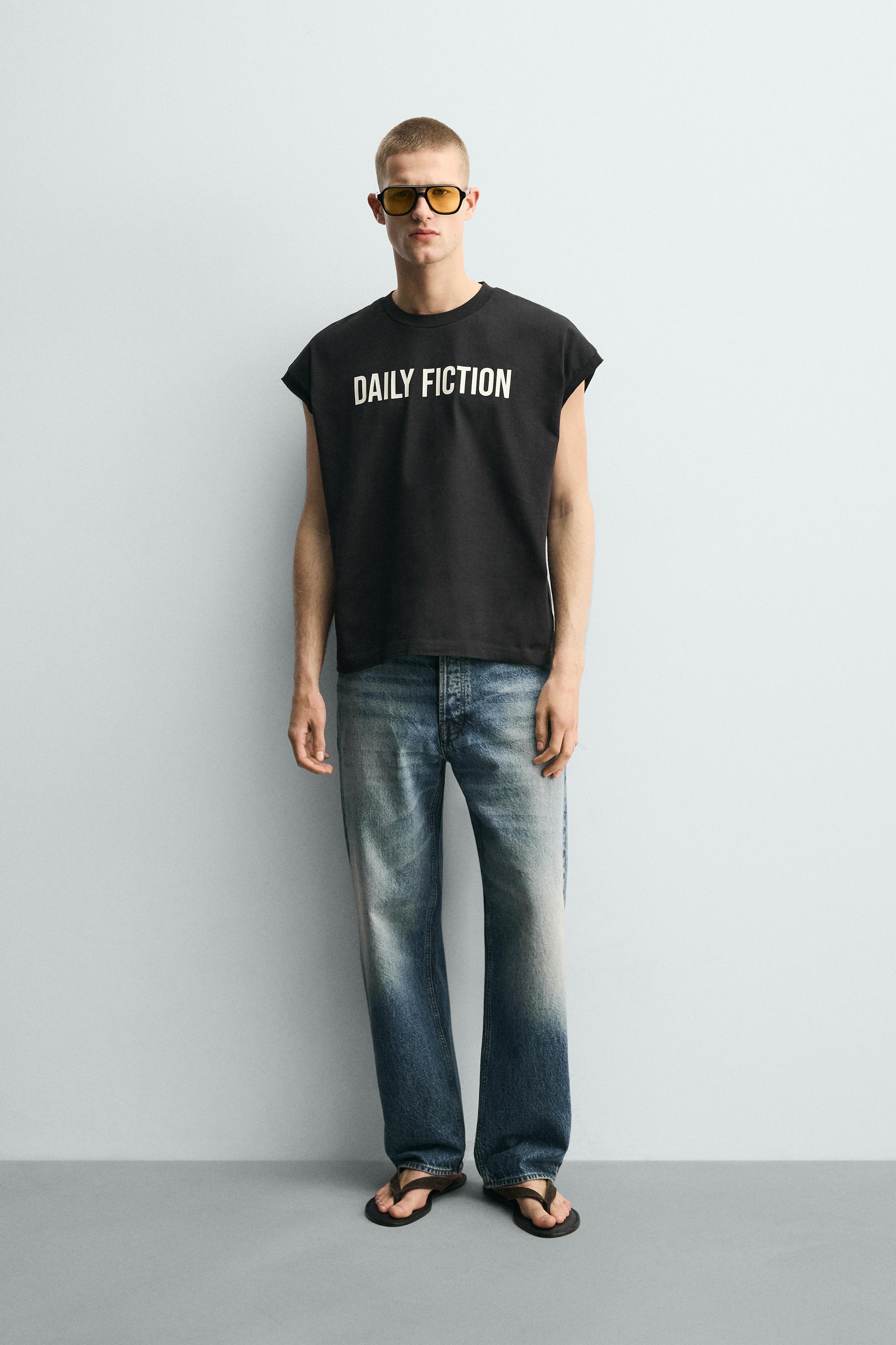 リラックスフィットテキストタンクトップ - ブラック | ZARA Japan / 日本