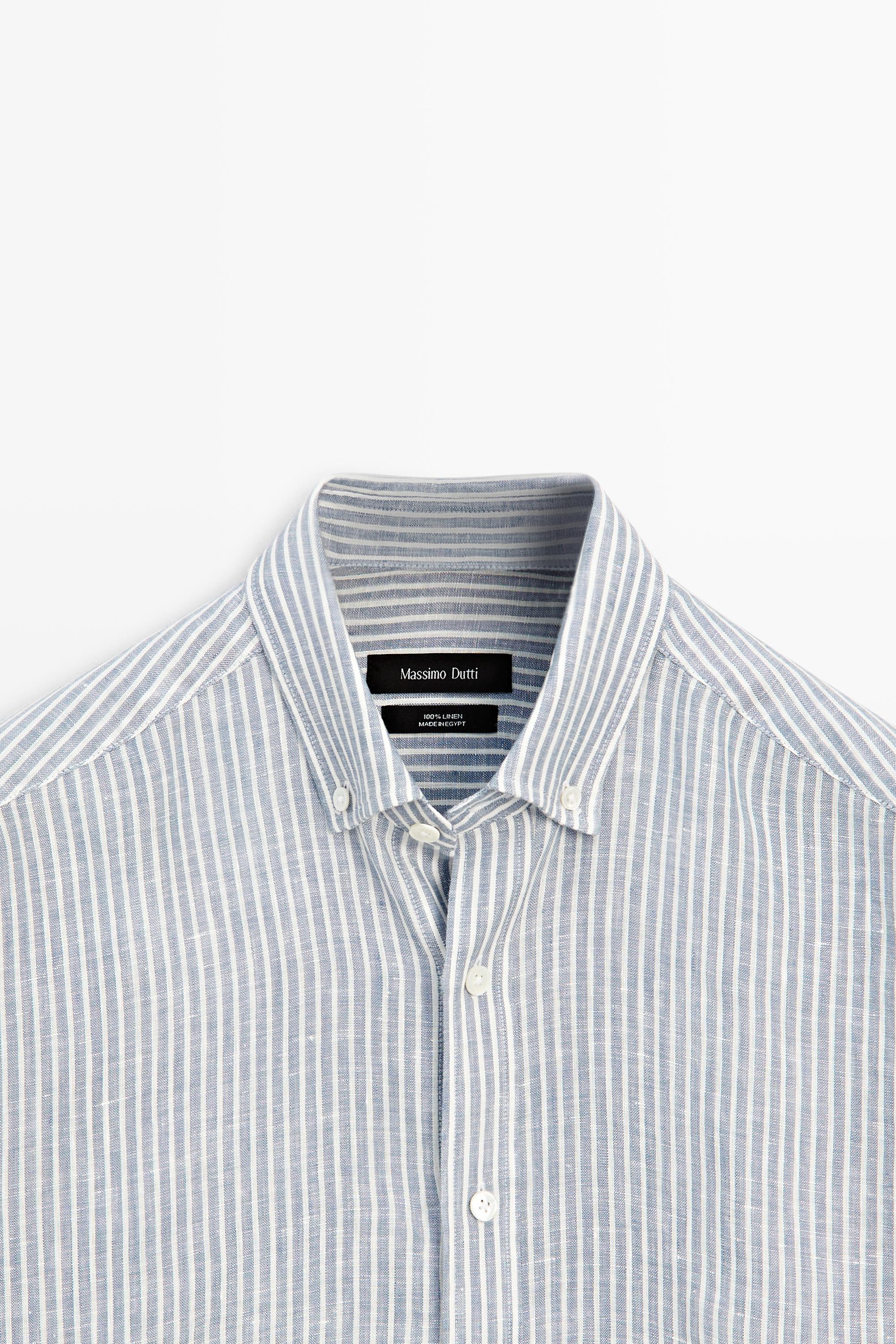 100% linen striped shirt