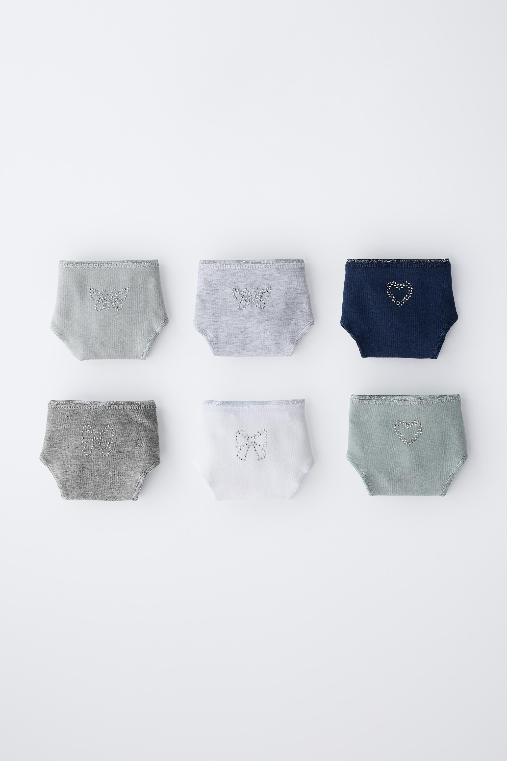 6-14歳/ラインストーン付きブリーフ6枚セット - マルチカラ