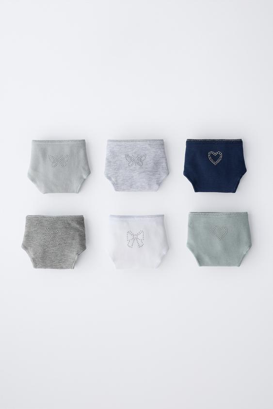 6-14 YEARS / SIX-PACK OF RHINESTONE SHAPED BRIEFS - Multicoloured by Zara - Image 0