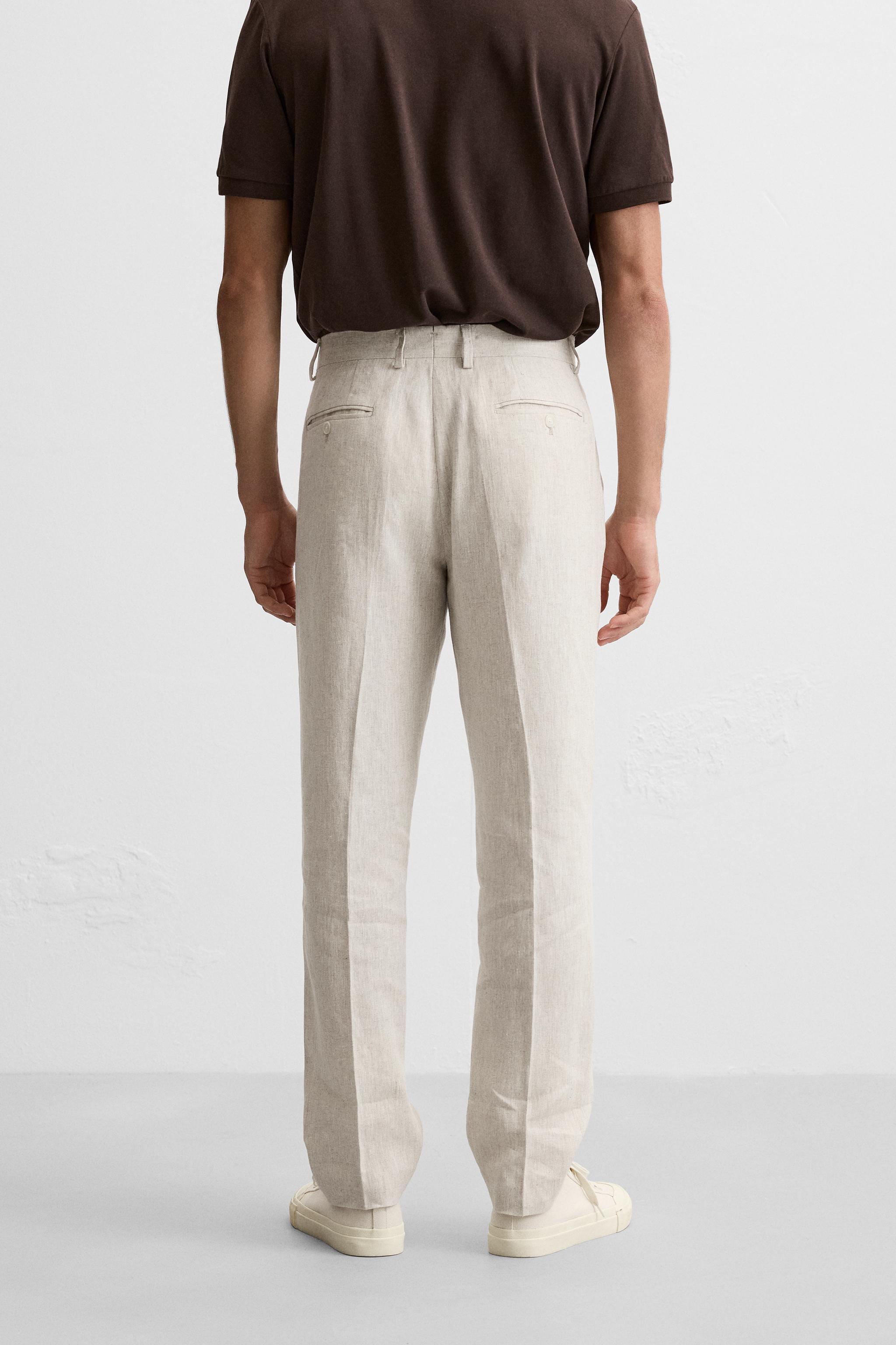 LINEN PANTS IN 100% LINEN - Light beige | ZARA United States