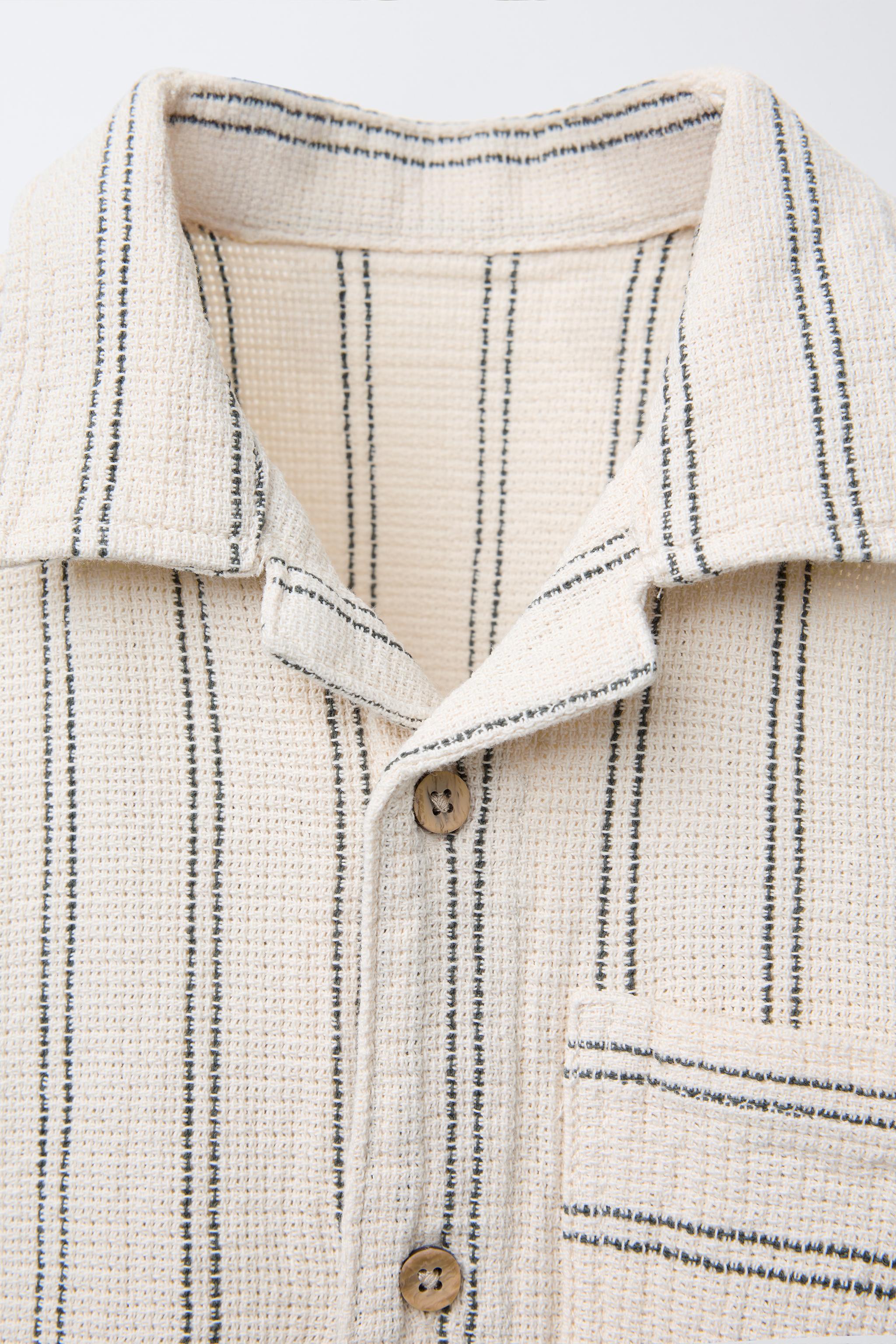 TEXTURED STRIPED TOP - Ecru / Black | ZARA United States
