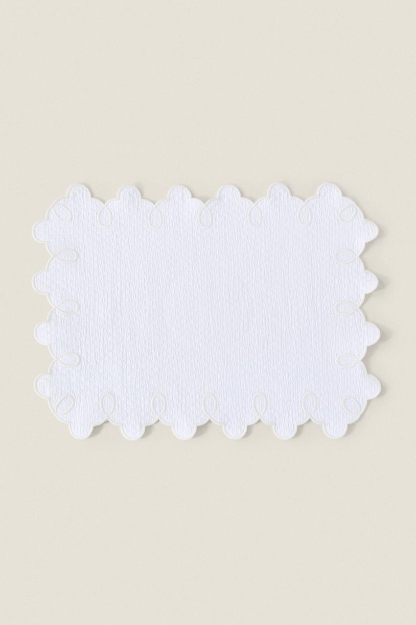 PLACEMAT MET GEBORDUURDE RAND - Wit